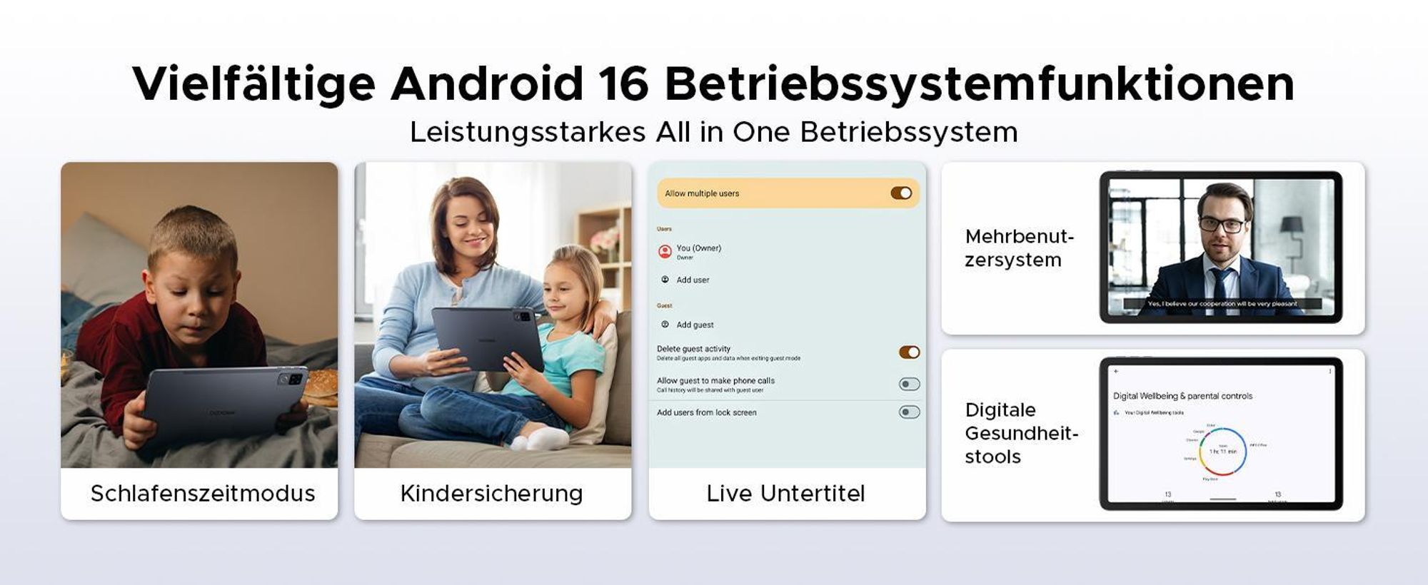 DOOGEE U12 Tablet - Android 16, 12 Zoll, 24GB(6+18)+128GB (bis 2TB erweiterbar), 90Hz, 9000mAh/18W,Octa Core T616,8MP+13MP Kamera,Widevine L1
