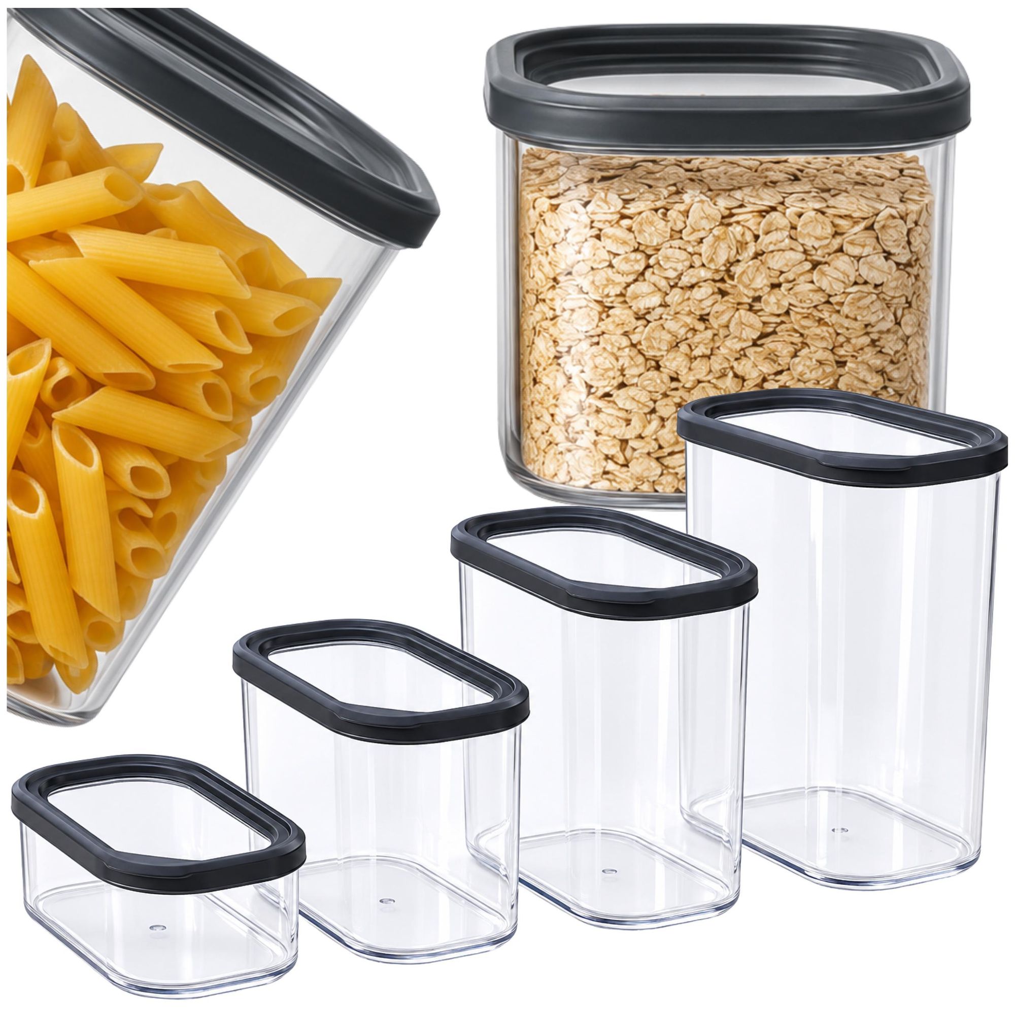 Set mit 4 stabilen Lebensmittelbehältern – transparent und widerstandsfähig
