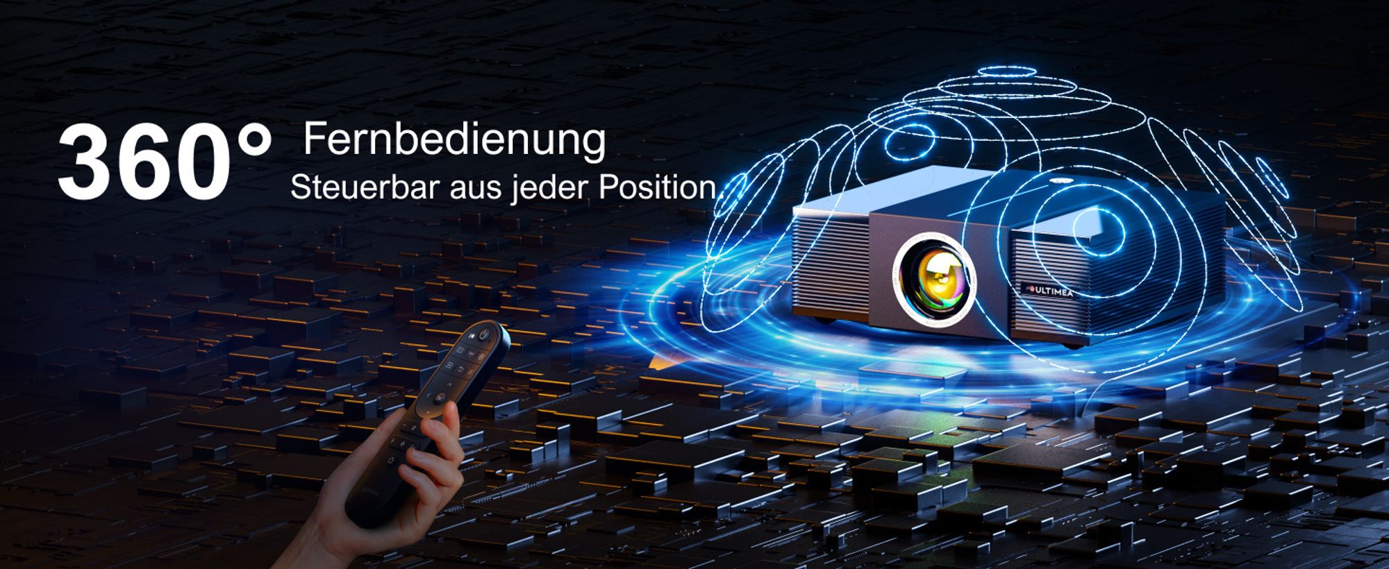 ULTIMEA Beamer 4K Heimkino Unterstützt 900 ANSI-Lumen mit Hindernisvermeidung und 6D Trapezkorrektur, Native 1080P Projektor, Apollo P60
