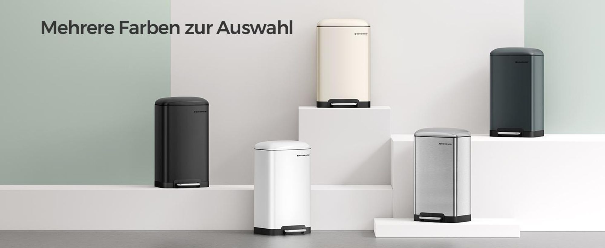 SONGMICS Mülleimer, 30 Liter Abfalleimer, Treteimer aus Stahl, mit Inneneimer und Deckel, Softclose, luftdicht, für die Küche, cremeweiß LTB001A01