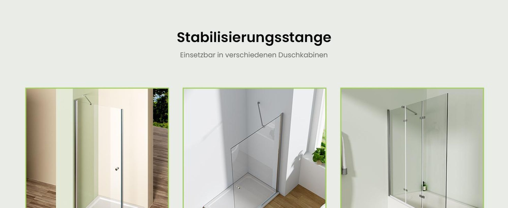 S'AFIELINA Duschkabine Stabilisator Aluminiumlegierung Stabilisierungsstange für Duschwand Glasdicke 5-6mm, Wandhalterung Einstelllänge 500mm ,2 Stück