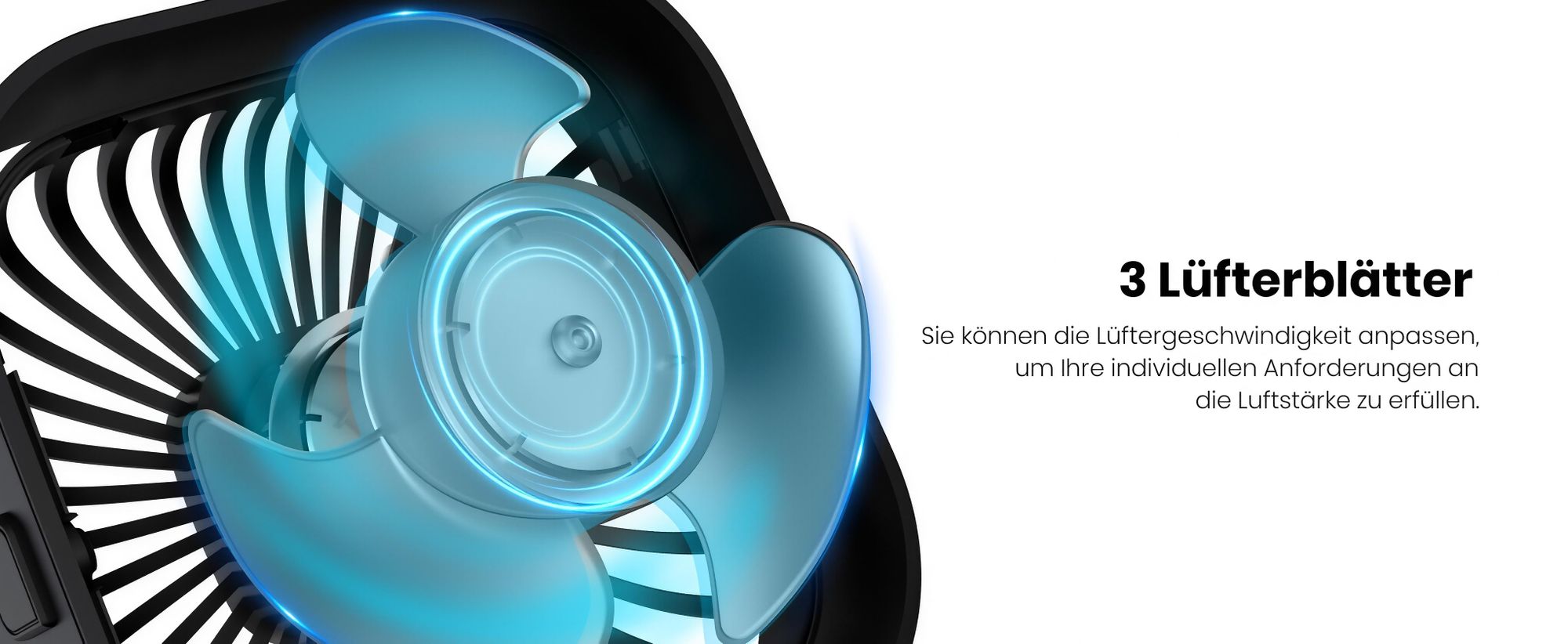 2er Mini USB Ventilator,Tragbarer Tischventilator mit 360° Drehbarer Kopf,3 Geschwindigkeitsstufen,Leiser 40db,Antirutschmatte