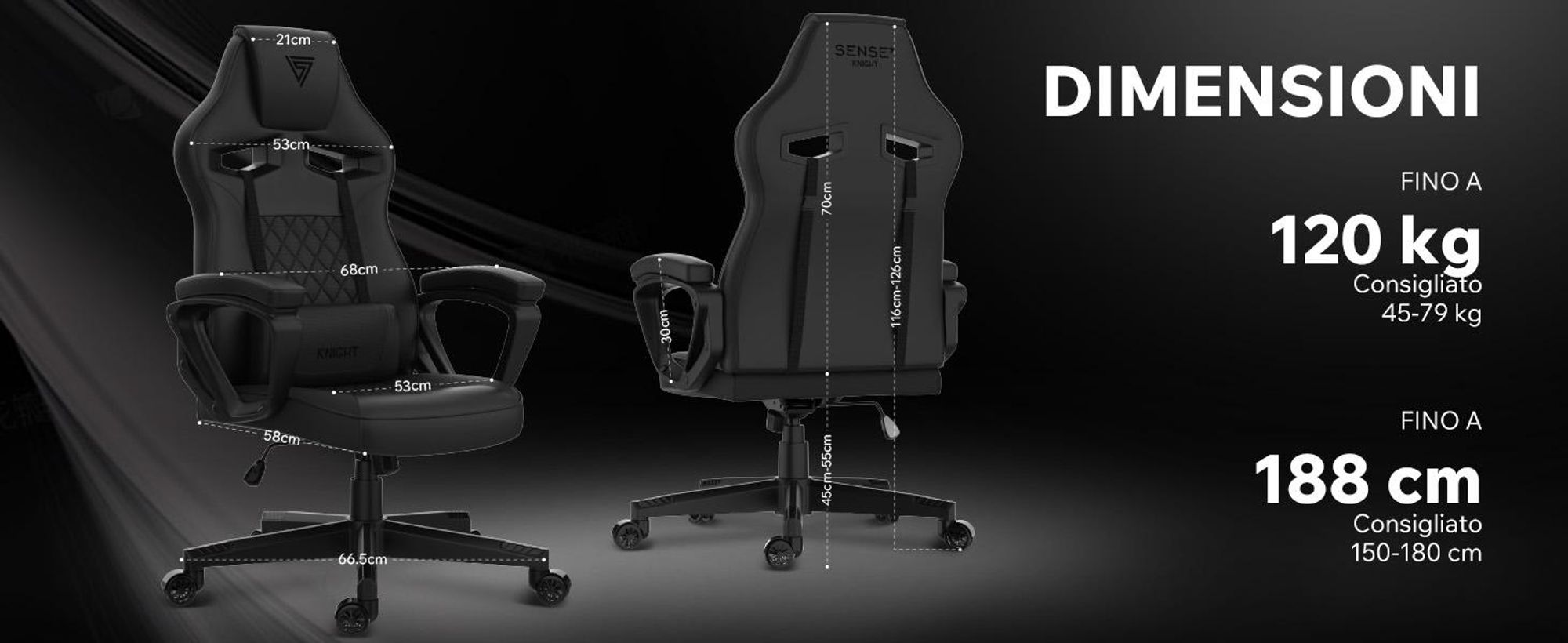 SENSE7 Knight Sedia da gaming in Pelle finta nero-grigio - Sedia da ufficio ergonomica Sedia da scrivania per PC Sedia da gaming Funzione oscillante Gamer 120 kg