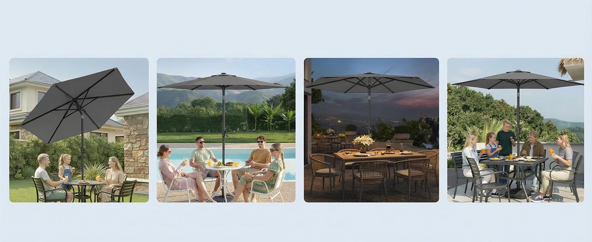 SONGMICS Sonnenschirm Ø270 cm UPF 50+ beidseitig um 30° knickbar