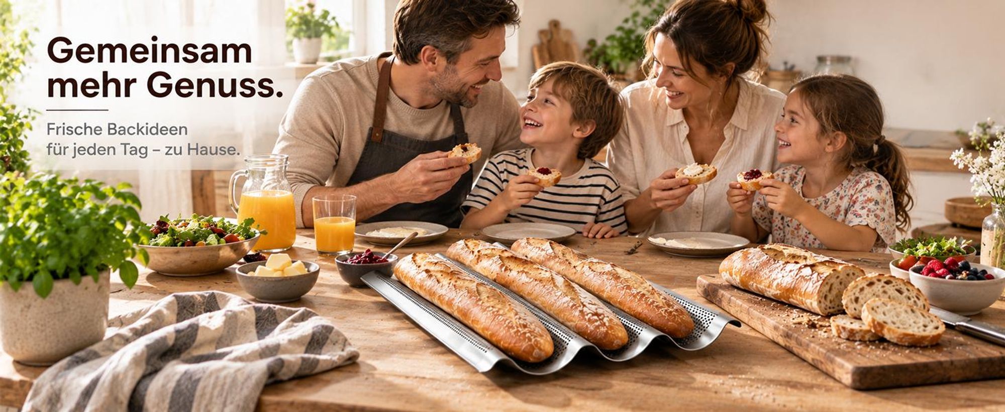 Baguette Backform 3er Baguette-Backblech zuverlässig knuspriges Baguette - Ideal als Baguetteblech, Brotbackform