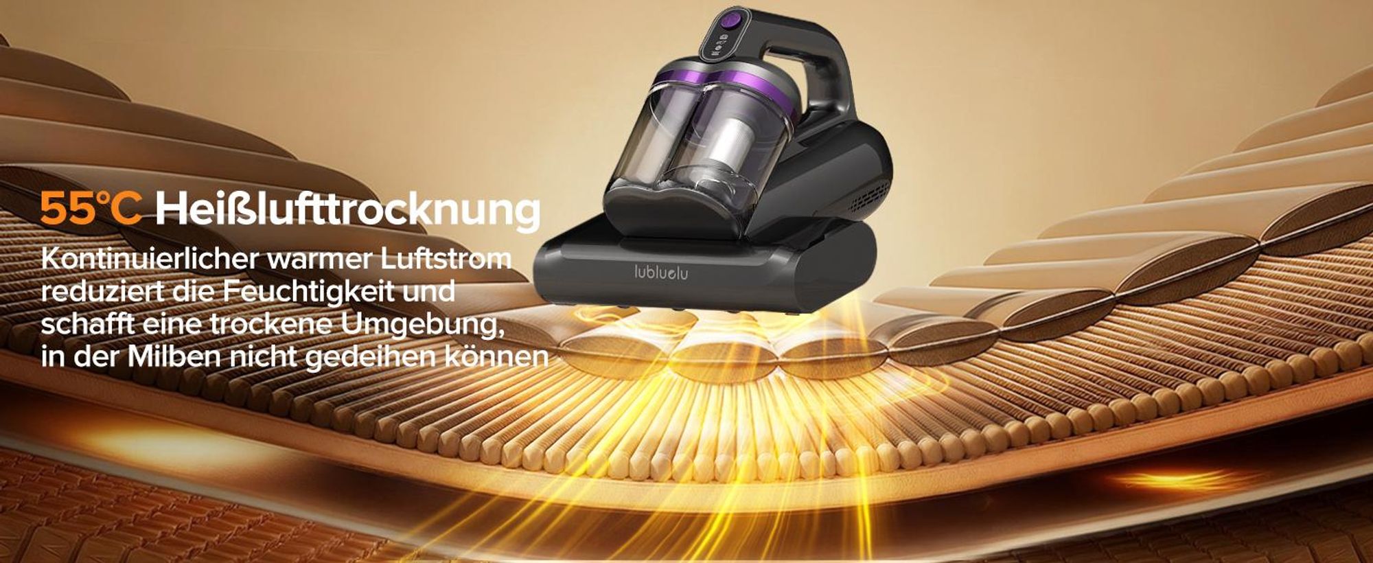 Lubluelu Milbensauger 3in1 für Matratzen, 18KPa Starke Saugleistung, Matratzenreiniger gegen Milben, Staub und Allergene, Handstaubsauger für Bett