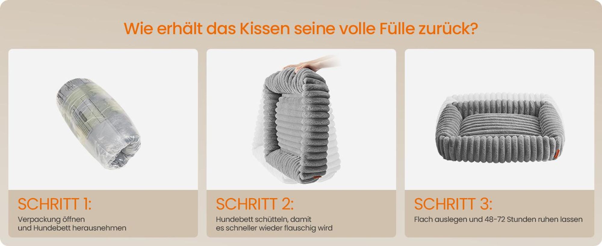 Feandrea Hundebett, Hundekissen waschbar, flauschige Hundematte, weiche Polsterung, 120 x 85 x 23 cm