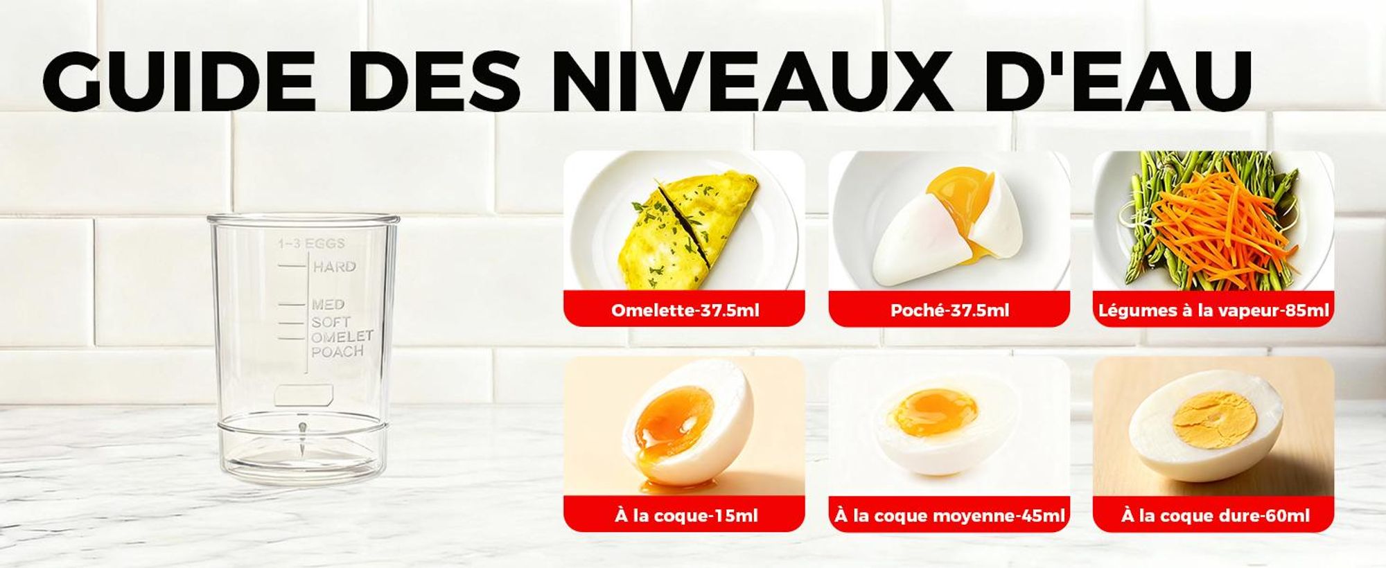Cuiseur à œufs électrique YASHE ZDQ-708, 7 œufs, signal sonore