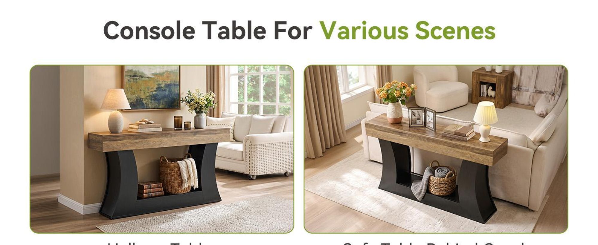 Table console table d’entrée style ferme de 160 cm pour salon, couloir, hall