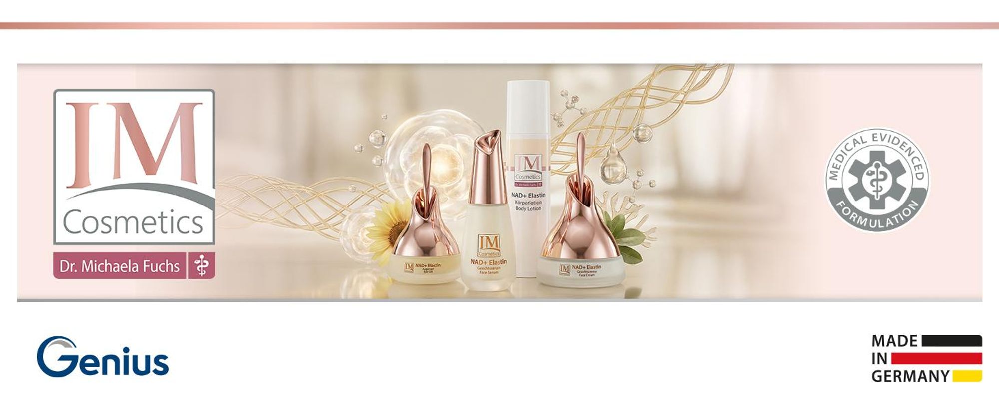 Genius IM Cosmetics NAD+ Elastin Augengel – glättende & kühlende Augenpflege mit Koffein gegen Falten & Augenringe | Dr. Michaela Fuchs | 30ml