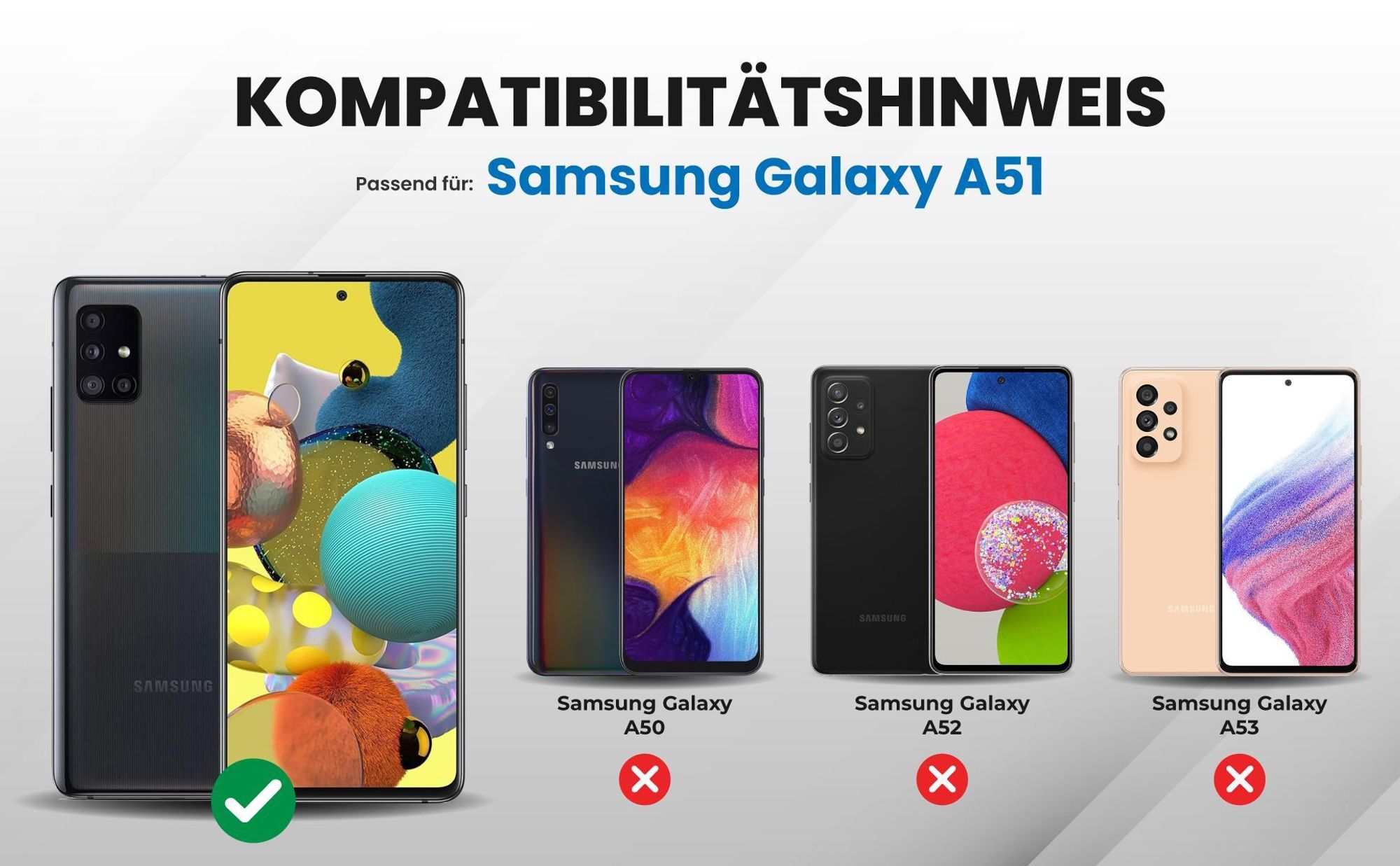 Kompatibilitätshinweise Hülle für Samsung Galaxy A51