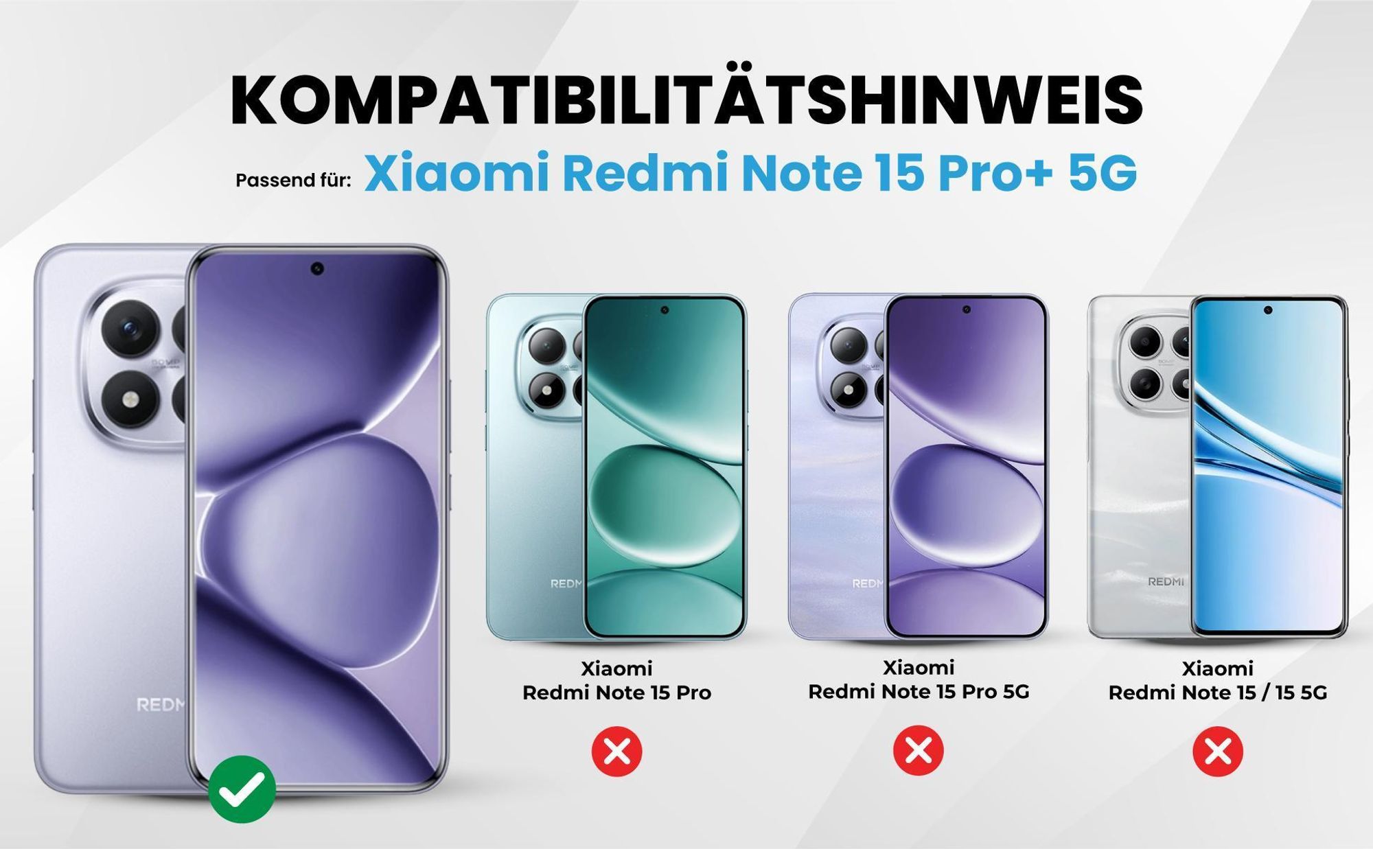 Kompatibilitätshinweise Hülle für Xiaomi Redmi Note 15 Pro+ 5G