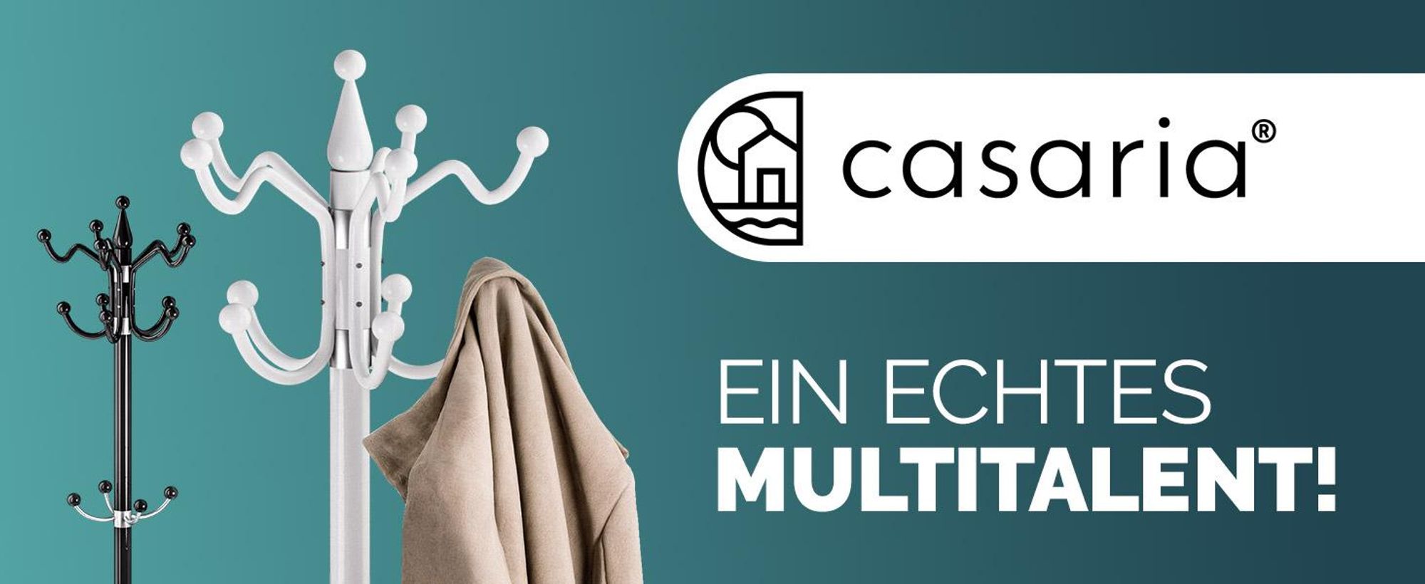 CASARIA Garderobenständer weiß mit Marmorfuß, geschwungen, freistehend