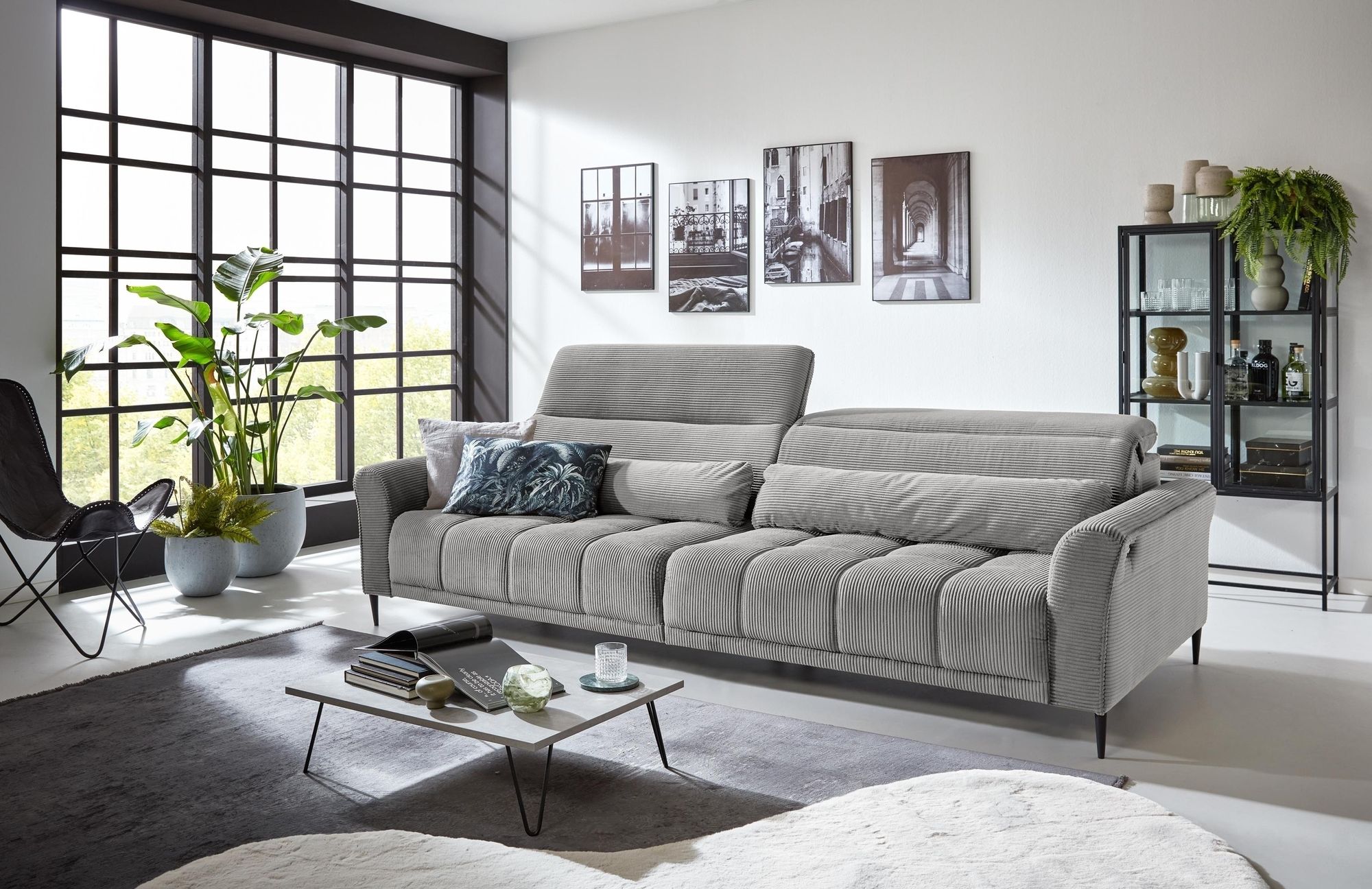 Big-Sofa Wolve – XXL-Sofa mit elektrischer Sitztiefenverstellung und m Cordstoff