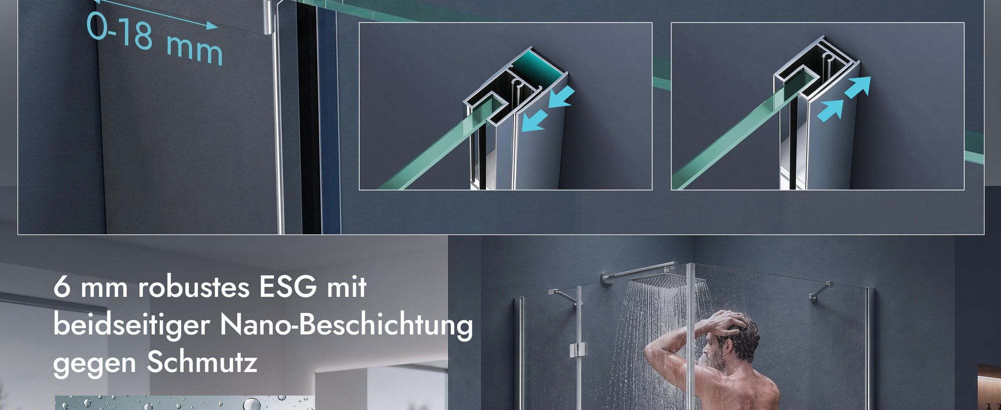 doporro Eck-Duschkabine 80x80cm Dusche Eckdusche Duschabtrennung ESG-Sicherheitsglas Klarglas inkl. Easy-Clean-Beschichtung R05K