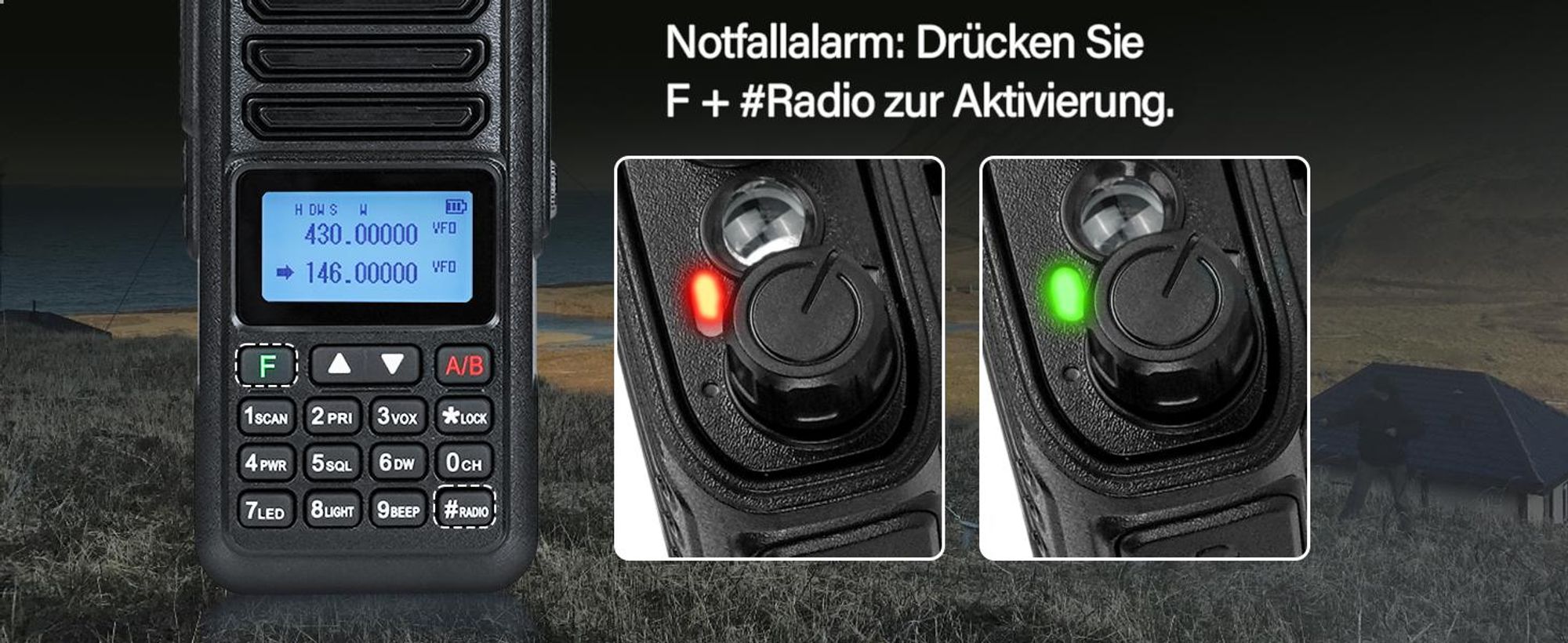 Retevis RA89 Amateurfunk, Hohe Leistung, IP68 Wasserdicht, Dualband, VFO, 2500 mAh Akku, Wiederaufladbares Walkie-Talkie Typ C(2 Stück, Schwarz)
