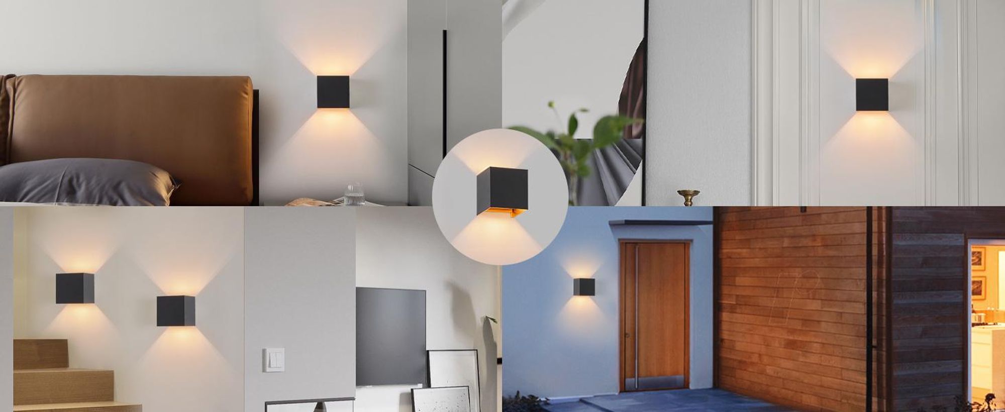 ZMH LED Wandleuchte 4ER Innen Up und Down Aussenlampe Schwarz Gold IP65 Wasserdicht Einstellbar Strahl Warmweiß G9 Wandstrahler für Wohnzimmer Garten Terrasse Flur