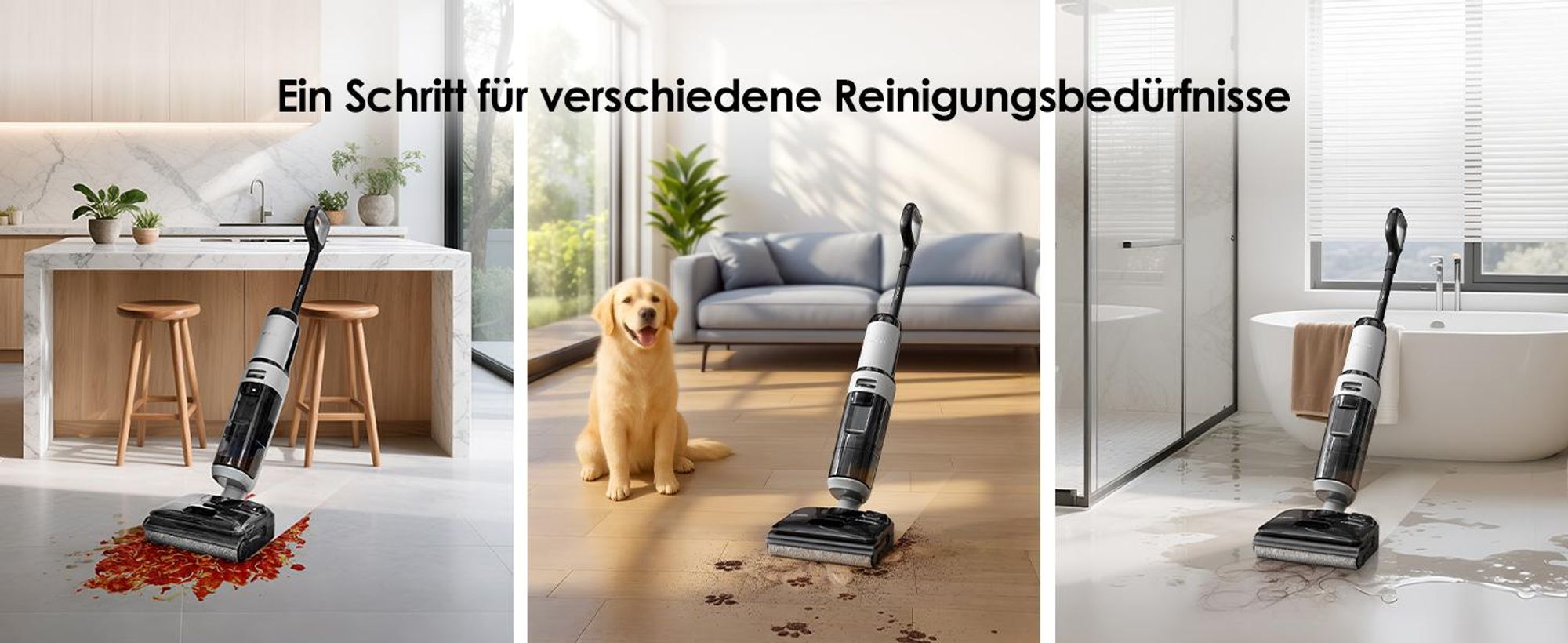 Tineco FLOOR ONE i5 Stretch Nass Trockensauger, 180° Lay-Flat Waschsauger, 20kPa Saugkraft, Beidseitige Kantenreinigung, 30 Min, Anti-Tangle