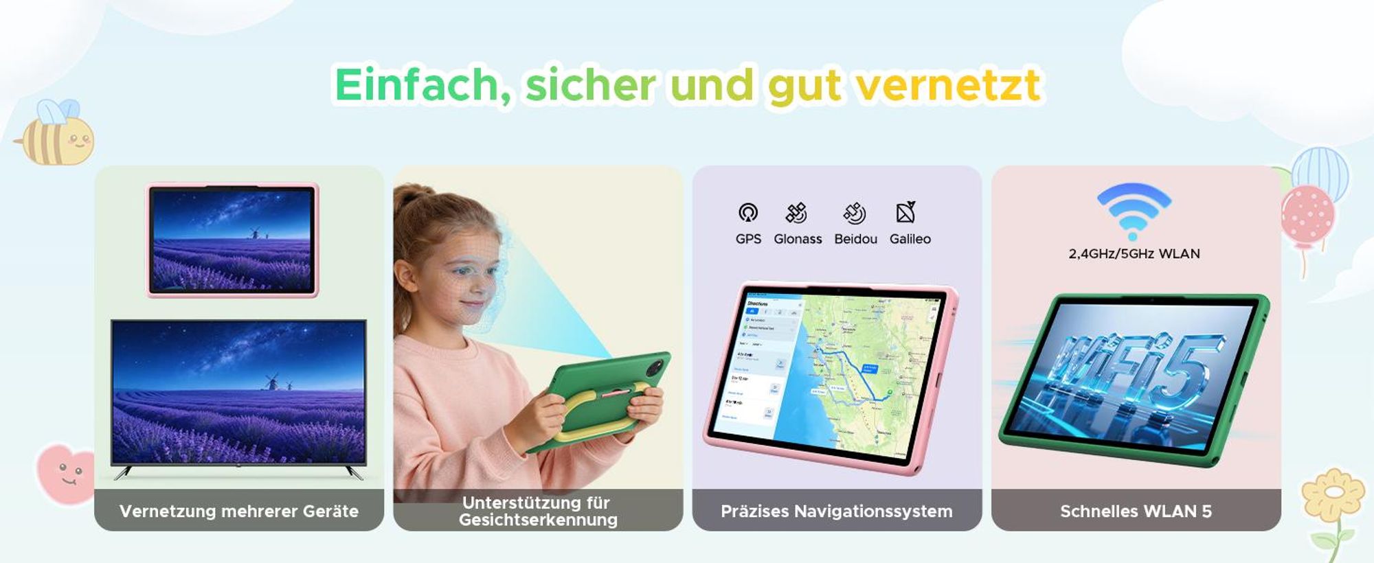 DOOGEE U11Kids 11" Tablet, Android 16,Gemini AI, 24(4+20)GB+128GB/2TB TF, 90Hz,8580mAh,WiFi Tablet für Kind mit Kindgerechte Hülle und Stift