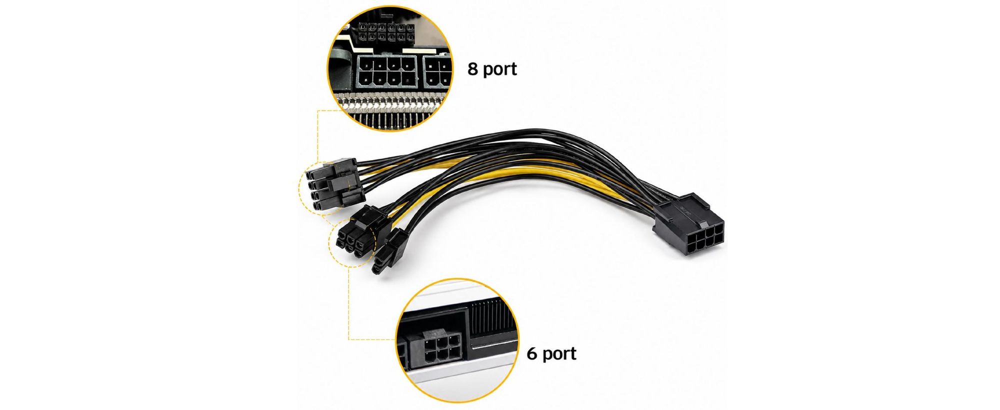 L28 8 pin PCIe auf 2x 8pin (6+2) Grafikkarte Stromkabel PCI-Express Adapter 25cm