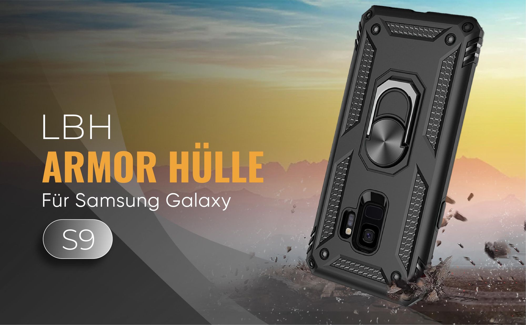 Schwarze Outdoorhülle für Samsung Galaxy S9