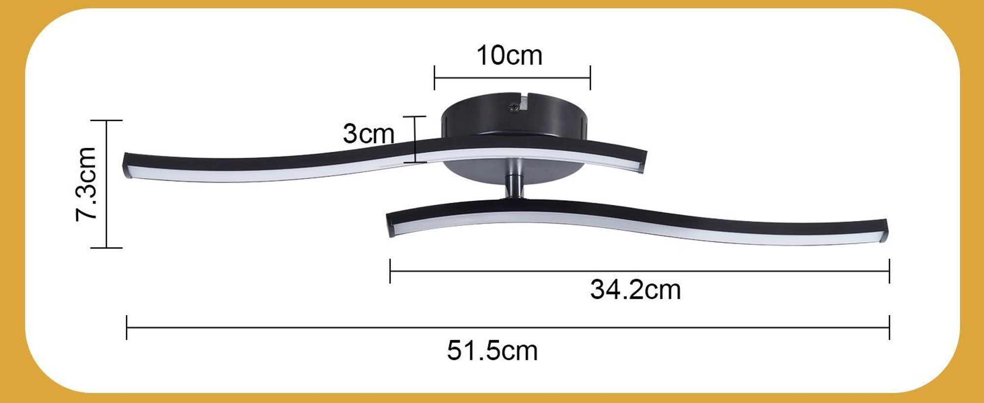 ZMH Plafonnier Moderne Lampe de Chambre Noir 12W Lampe de Salon 3000K Vagues Design Lampe de Cuisine Intérieur Blanc Chaud LED Eclairage de Plafond pour Couloir