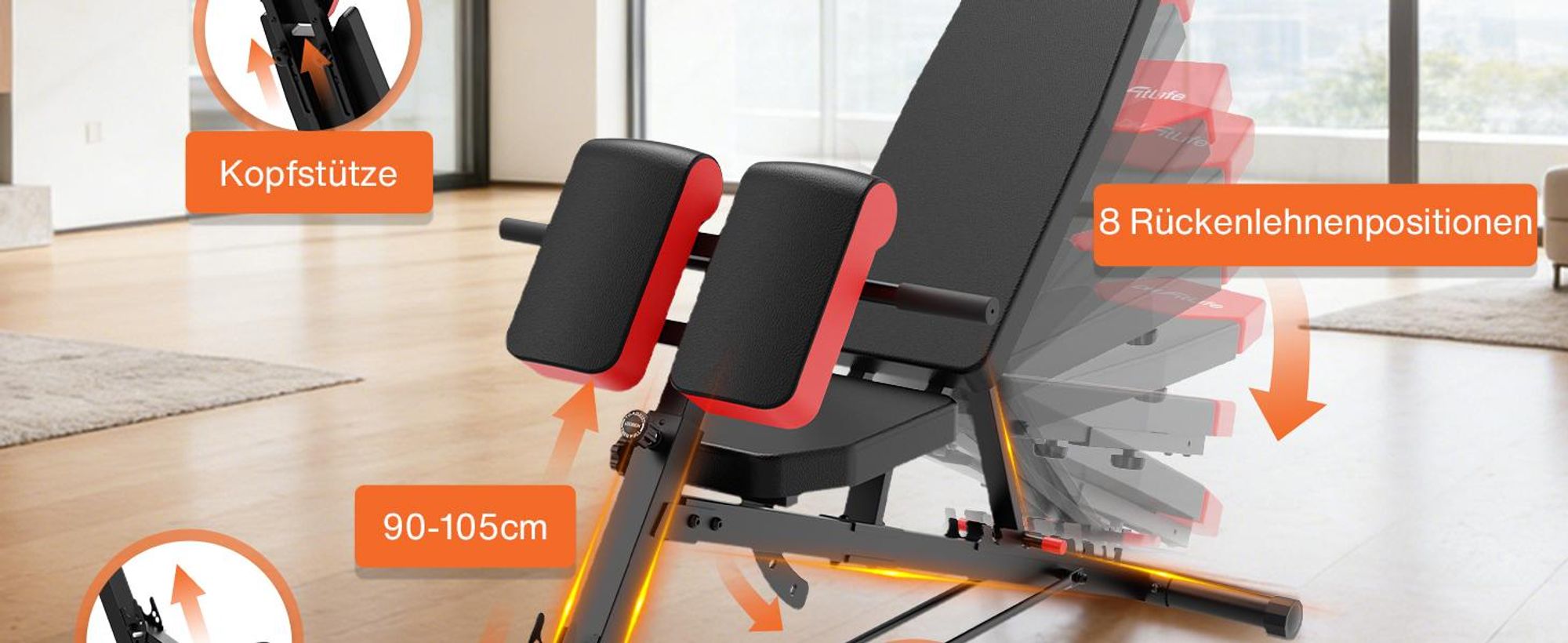 DH FitLife 2026 Premium 6-in-1 Hantelbank Verstellbar, Multifunktionale Trainingsbank, Schrägbank, Flachbank, Rückentrainer, 350kg