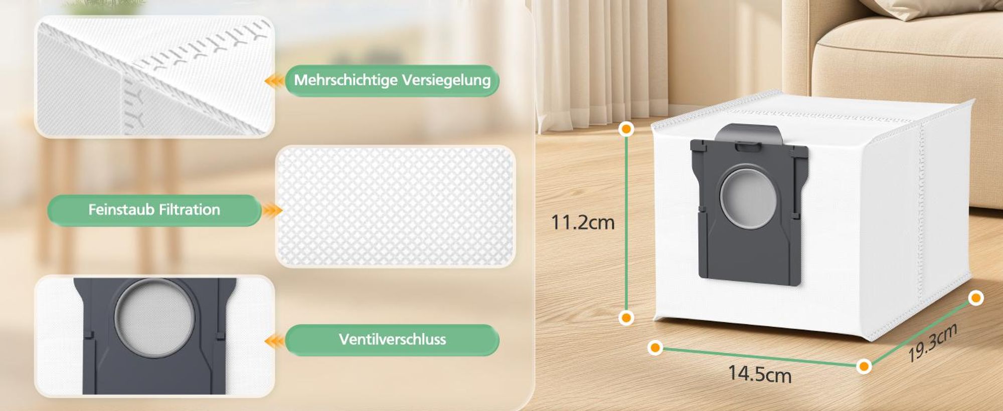 10 Pack Staubsaugerbeutel kompatibel mit Dreame L10s Ultra Gen 2/Gen3/X40/X50 Ultra/ L10s Pro Ultra Heat /L40 Ultra/Mova E30 Ultra/P50 Pro Ultra, 3,2L
