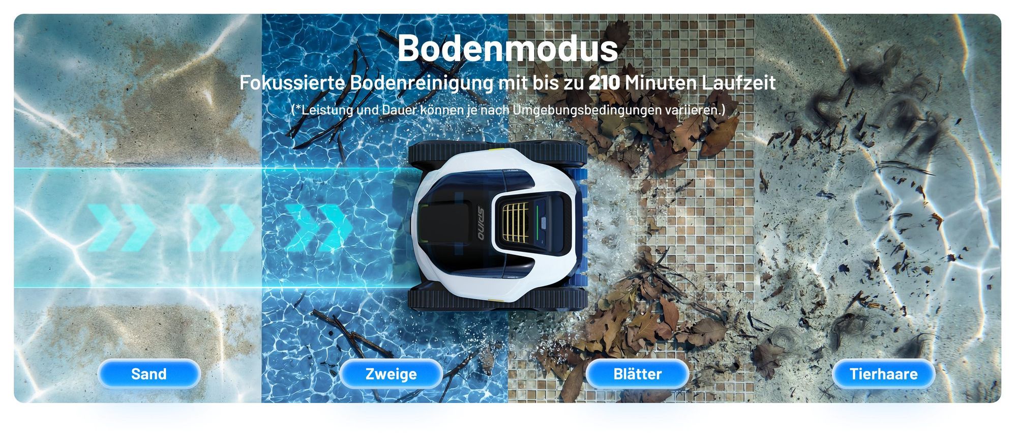 Mammotion Poolroboter Spino E1 Kabellos Poolsauger bis 150m² Pools, 6 Ah, 210 Min Laufzeit, App, SmartArc Routenplan, für Boden, Wand, Wasserlinien