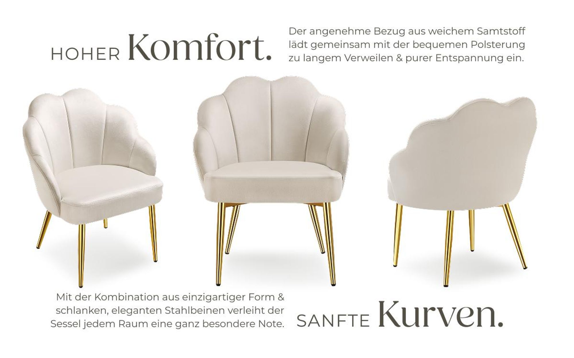 tectake® Cocktailsessel Hellen gepolstert, mit Samtbezug 66 x 62 x 80,5 cm