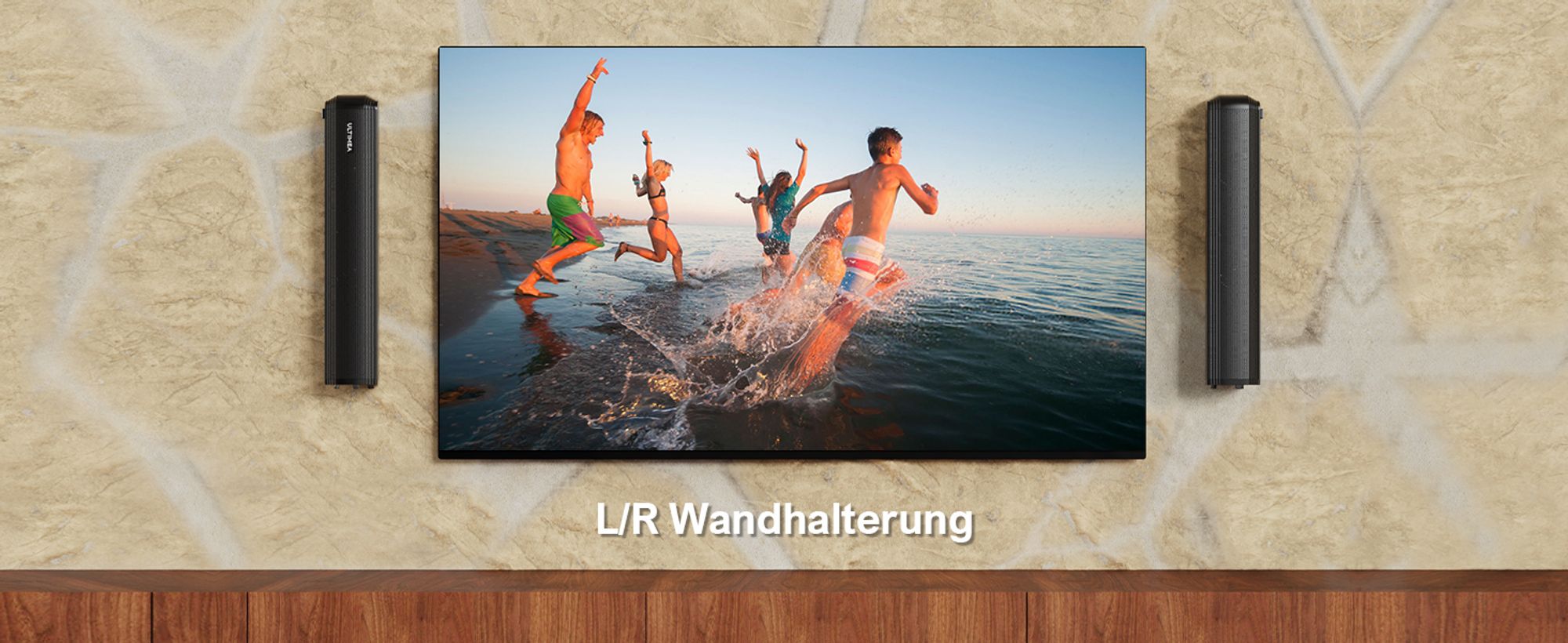 ULTIMEA Soundbar für TV Geräte, teilbare 2-in-1 Soundbar 100W Bluetooth® 5.3, TV-Lautsprecher mit 3 EQ-Modi und verstellbarem Bass, ARC/Optisch/Aux