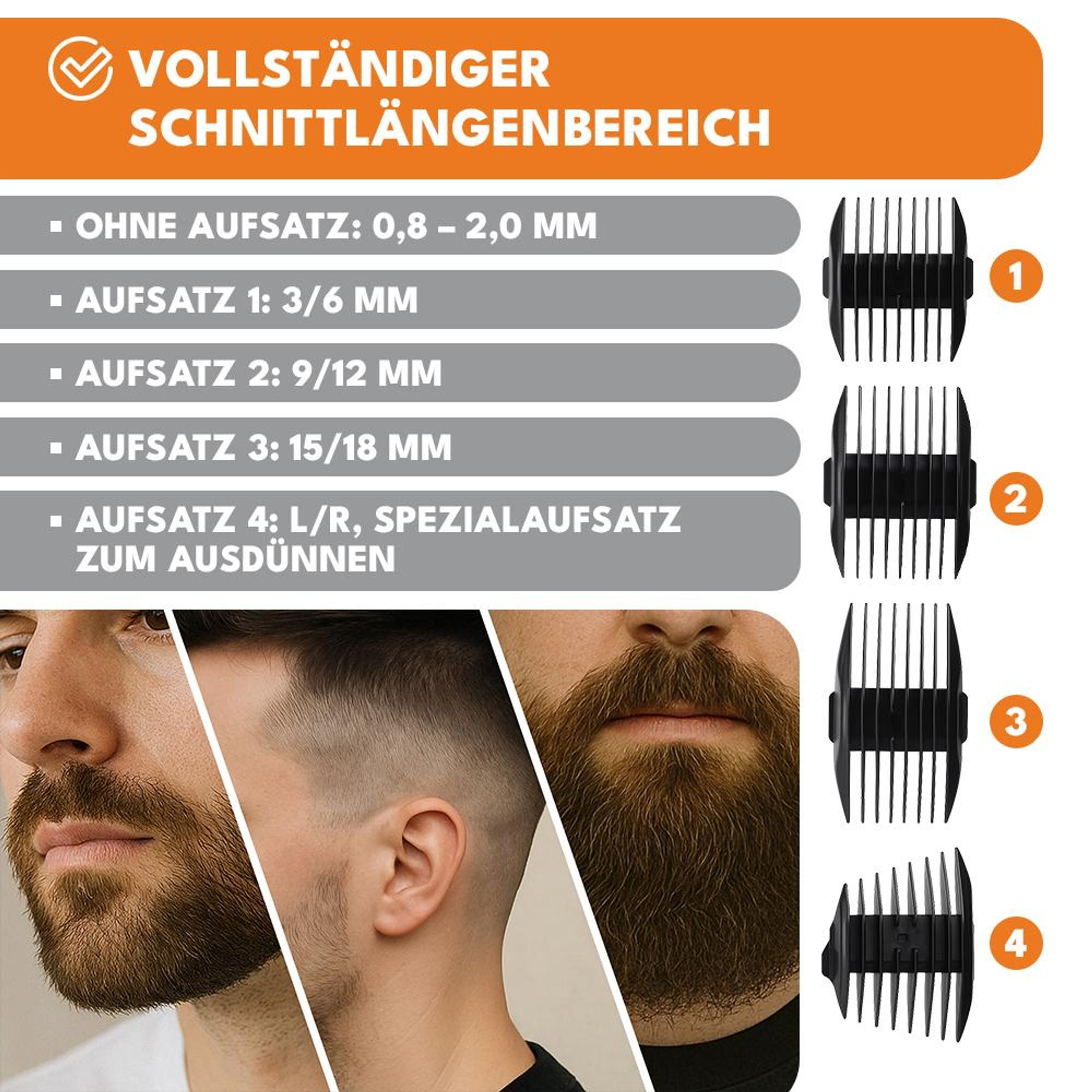 KRUMAD Haarschneidemaschine Herren - Professioneller Haarschneider mit LCD-Display, 4 Geschwindigkeiten, Keramikklinge & USB-Aufladung