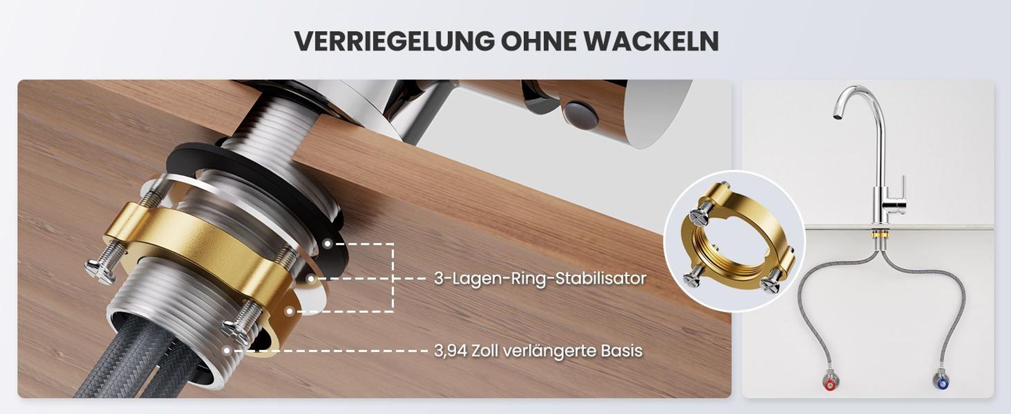 CECIPA MAX Küchenarmatur aus Edelstahl, Keramikventileinsatz, einhändige 360-Grad-Drehung, Warm- und Kaltwasser, 40 % Wasserersparnis,Chrom