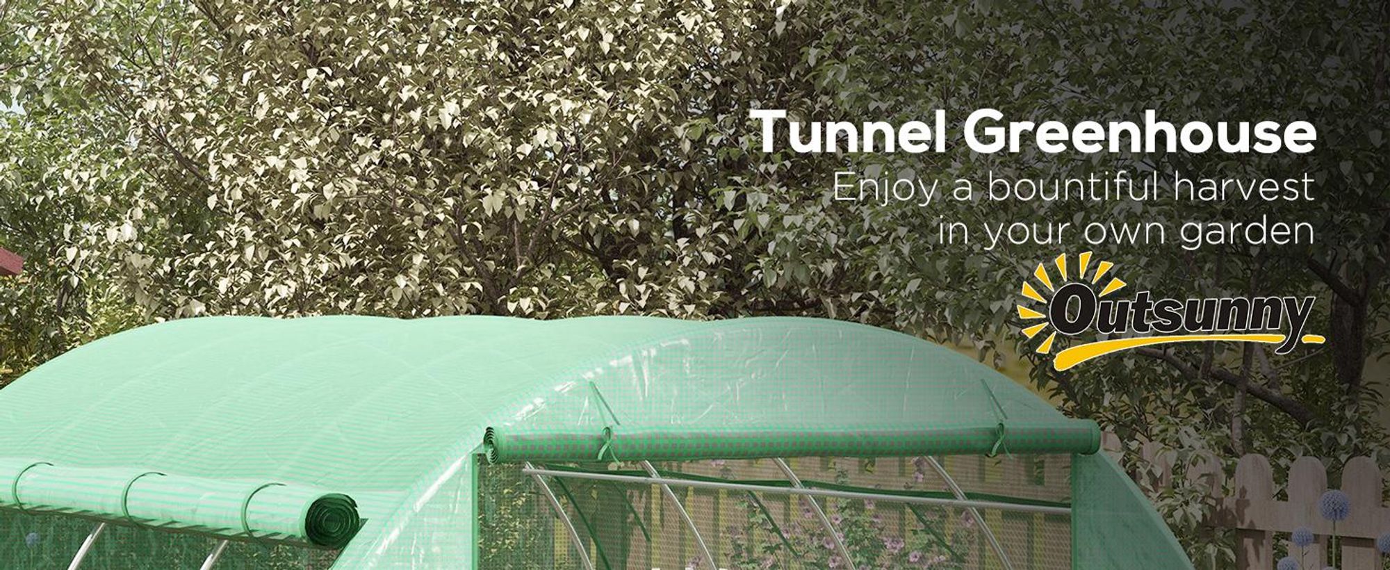 Szklarnia foliowa Outsunny – tunel foliowy 3,97 x 3 x 2 m, zrolowane pokrycie, kolor zielony