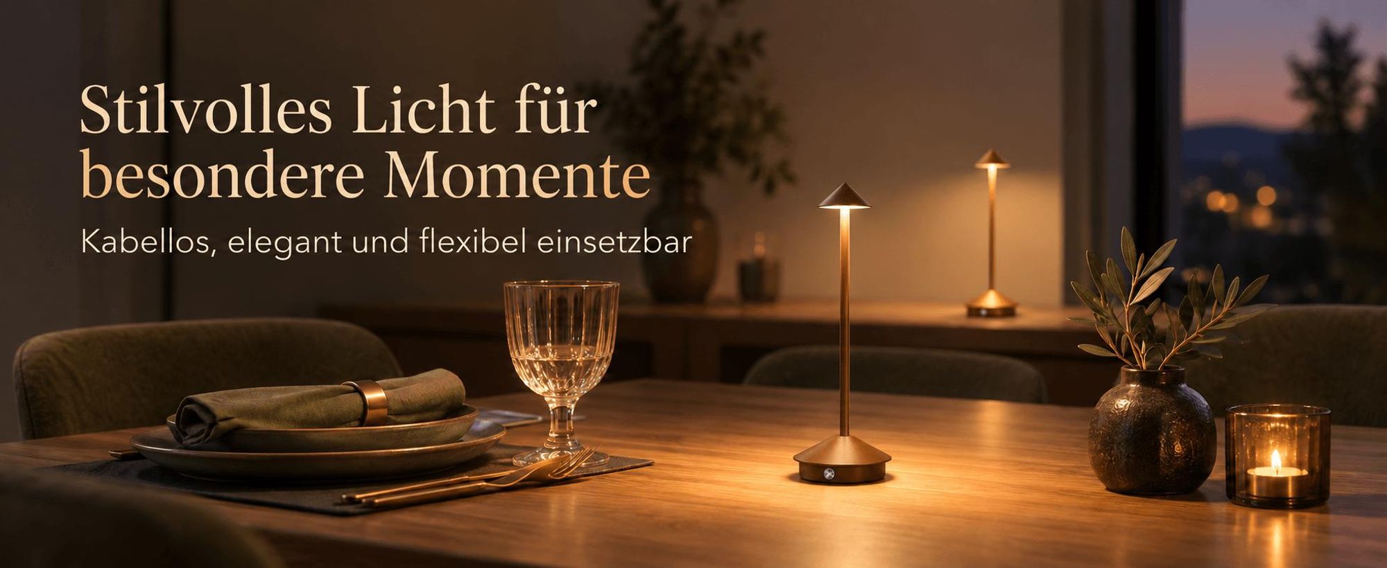 2er LED Nachttischlampe, Kabellose LED Tischleuchte, Dimmbare Tischlampe, Stufenloses Dimmen in drei Farben,Tragbare USB Aufladbar lampen, Braun