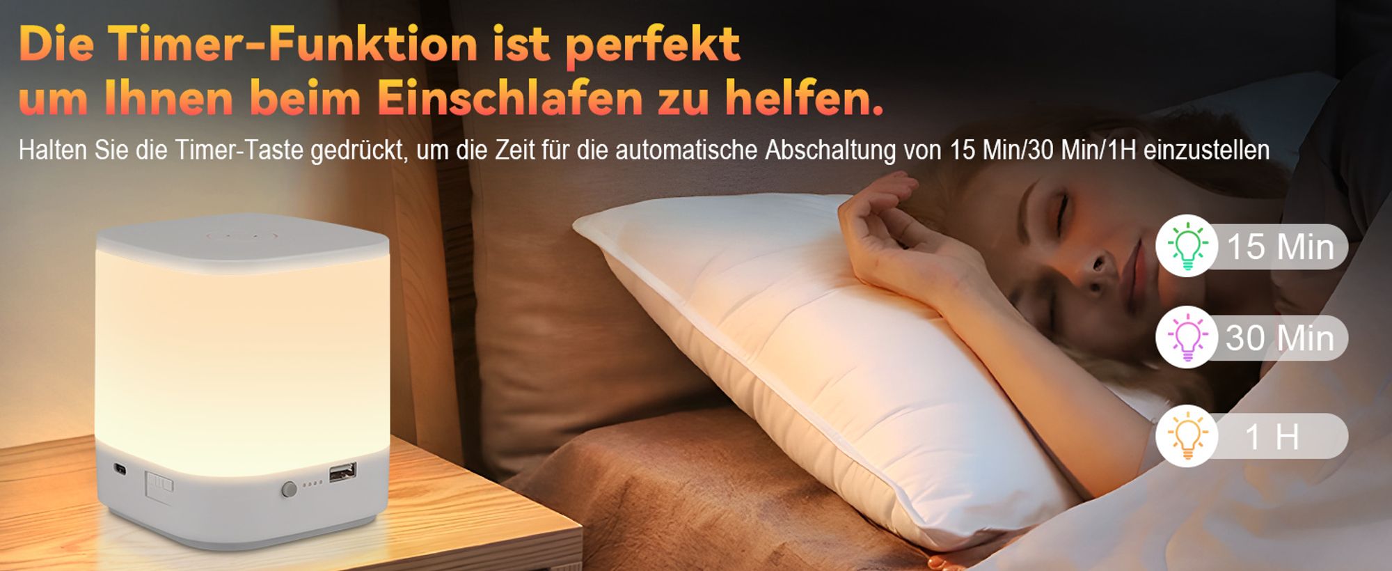 ZMH LED Nachttischlampe 2ER Nachtlicht Kabellos mit 3 Farbtemperaturen Akku Tischlampe Touch Dimmbar  3600mAH USB Aufladbar Weiß Timing Funktion