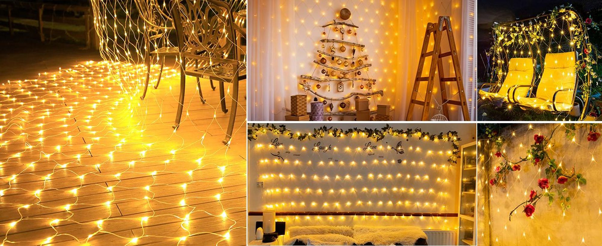 2x3M LED Lichternetz 8 Lichtmodi Wasserdicht Lichterkette mit Timer und Memory Funktion für Weihnachten Garten Hochzeit Deko