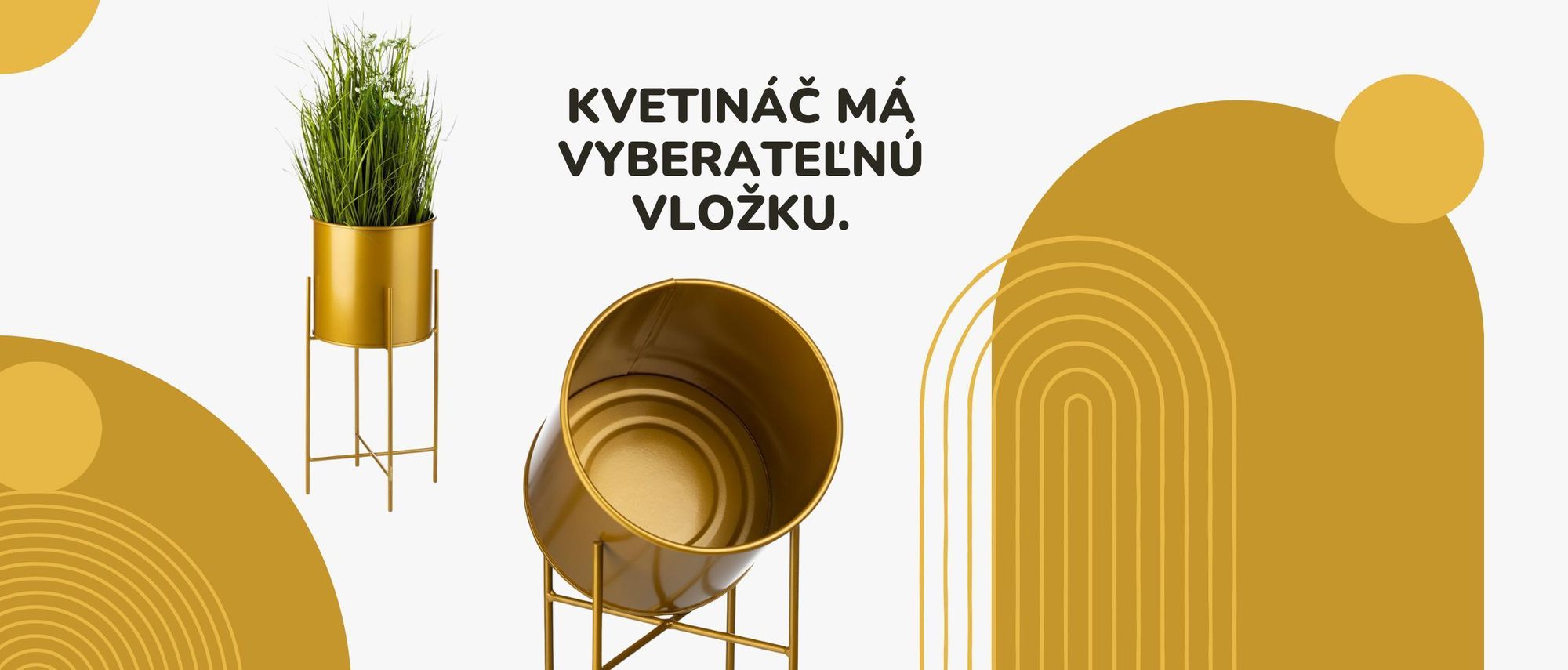 Howhomely, stojan na rastliny, stojan na kvety, kvetináč, kov, čierna, zlatá