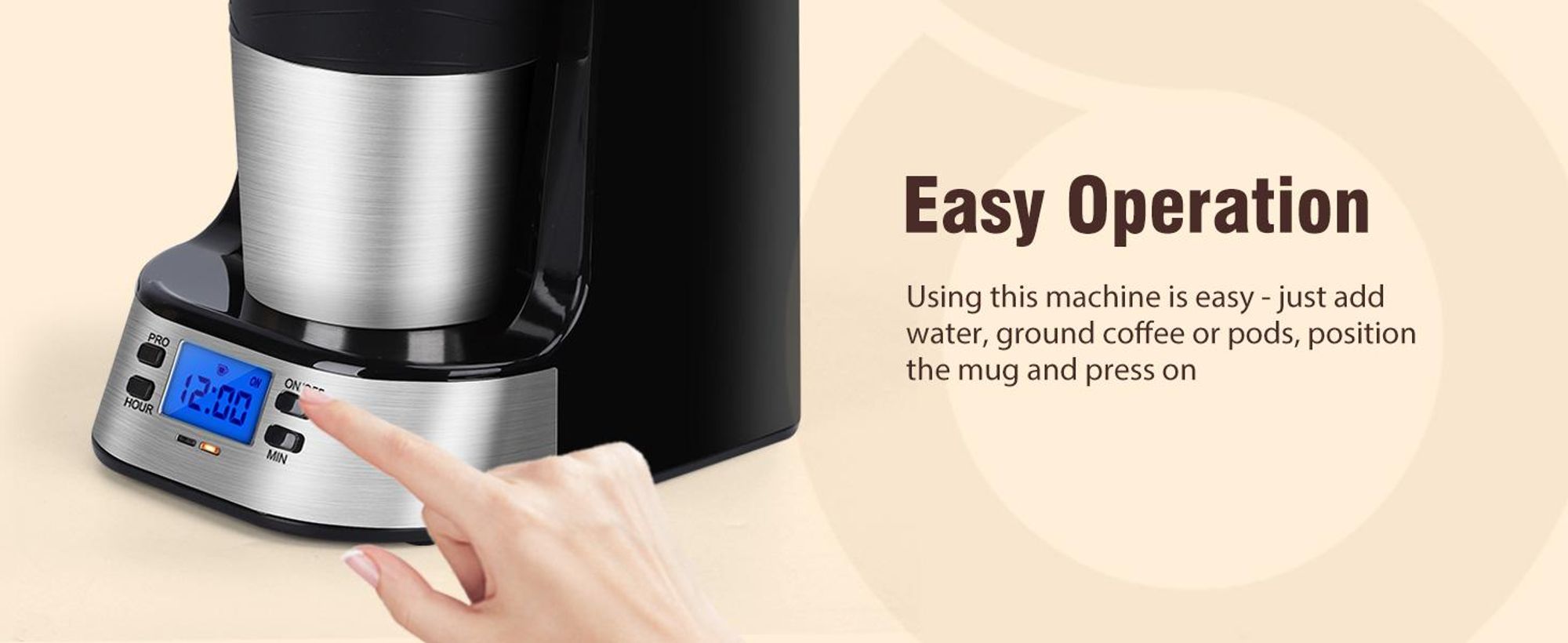 Aigostar - 420 ml Filterkaffeemaschine Mit 24h-Timer, Kaffeemaschine mit Thermobecher, , LCD-Anzeige