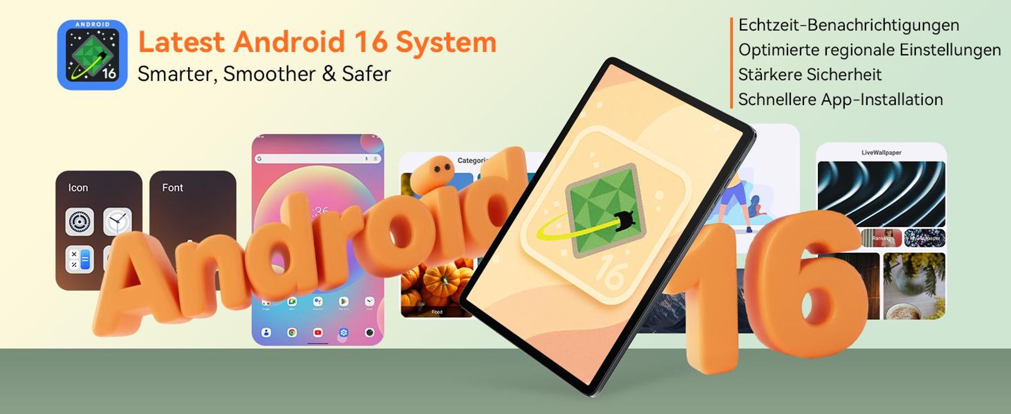 KINGRID Android 16 Tablet mit Tastatur, 24(8+16)GB RAM+256GB ROM (2TB TF), 10" Gaming Tablet, 5000mAh, Gemini AI, Widevine L1, 5G-WiFi, Face ID