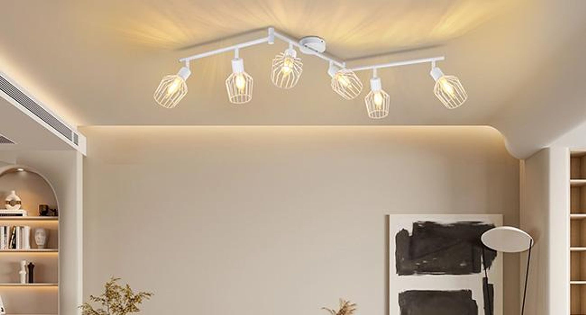 ZMH stropní svítidlo 6 plamenů E14 stropní reflektor - stropní svítidla bílá retro stropní lampa otočná 350° LED pro předsíň ložnici obývací pokoj kuchyň