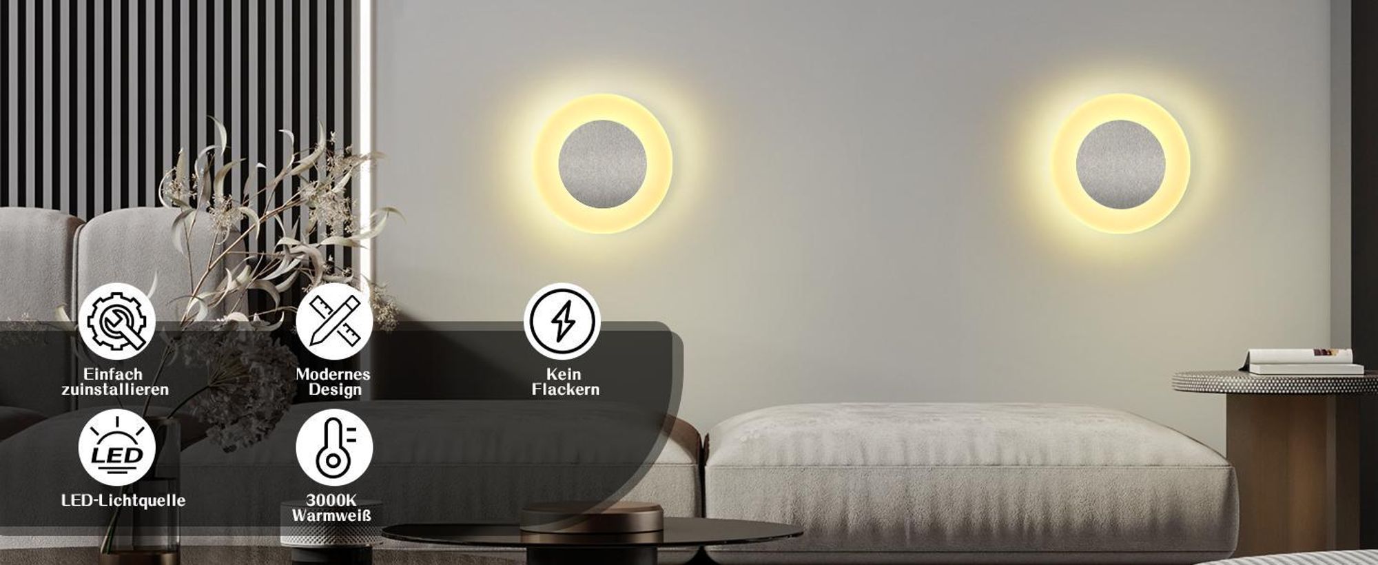ZMH LED nástenné svetlo vnútorné nástenné svietidlo nástenné osvetlenie chodba spálňa moderné schodisko okrúhle 3000K teplá biela 16cm 6,9W pre obývaciu izbu štúdia
