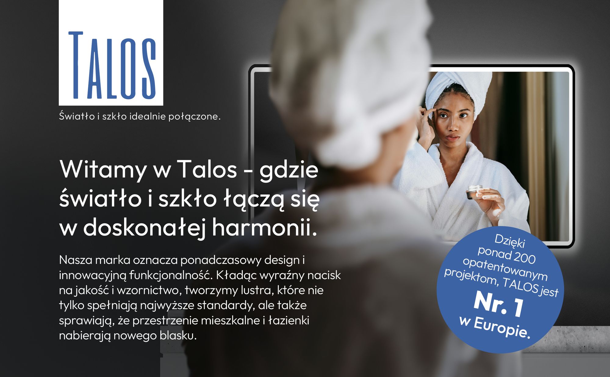 Lustro łazienkowe LED TALOS black Moon 120x70 cm - lustro łazienkowe z oświetleniem - nadaje się do wilgotnej wody dzięki aluminiowej ramie - kolor światła neutralny biały