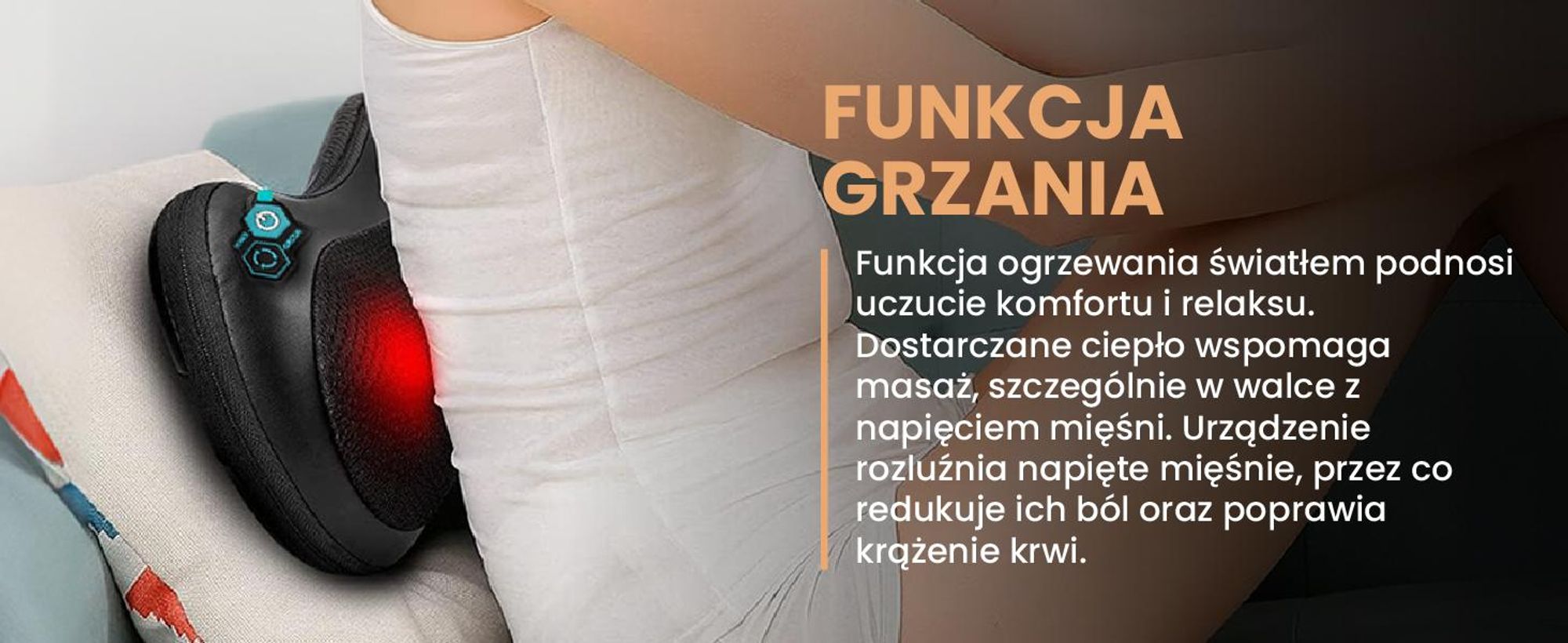 Poduszka masująca MalTec Shiatsu do masażu pleców, karku, rozgrzewająca