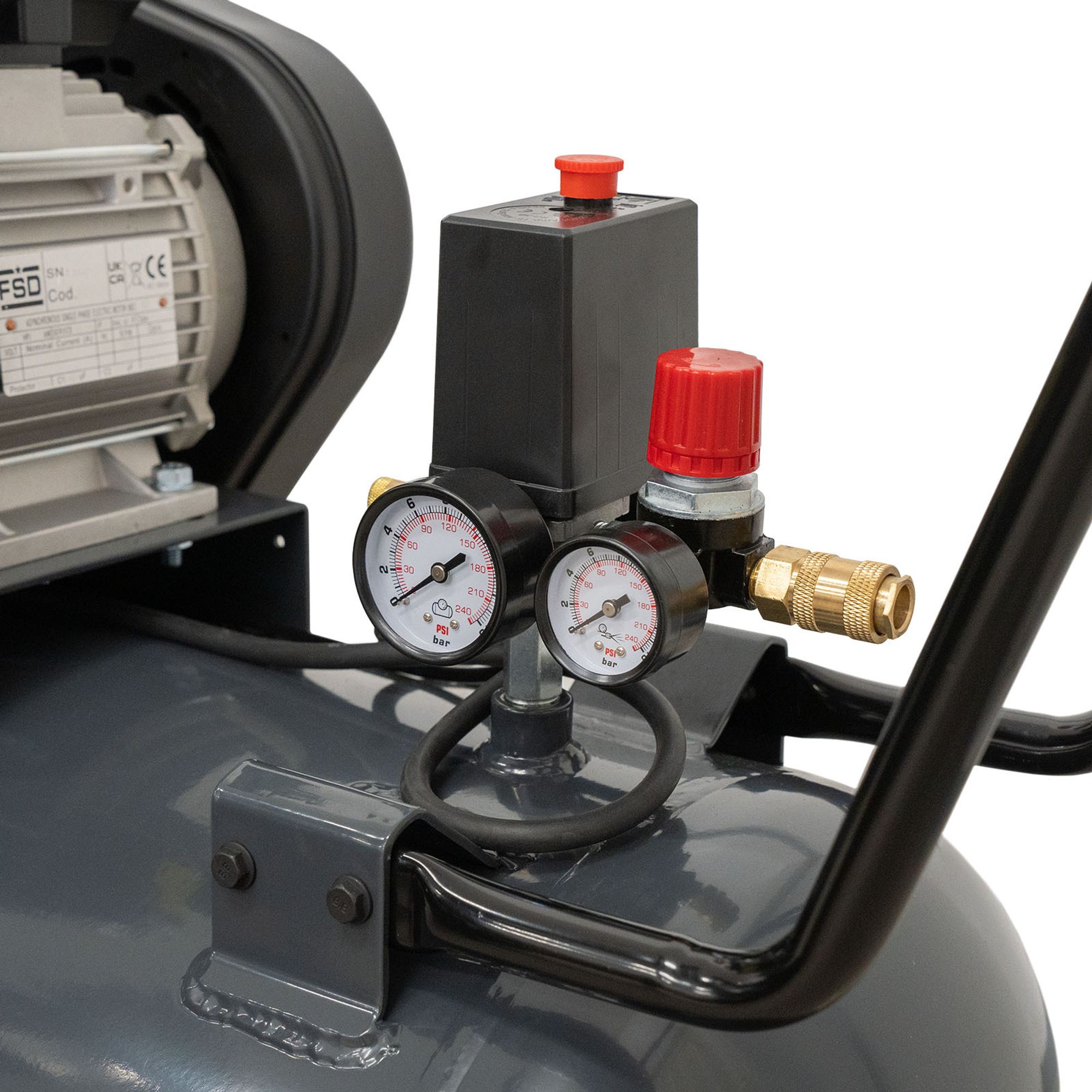 Weber Druckluft Kompressor 10 bar Arbeitsdruck 100L Tank 335 l/min grau 230 V Werkstattkompressor Schnellkupplung Druckluftkompressor