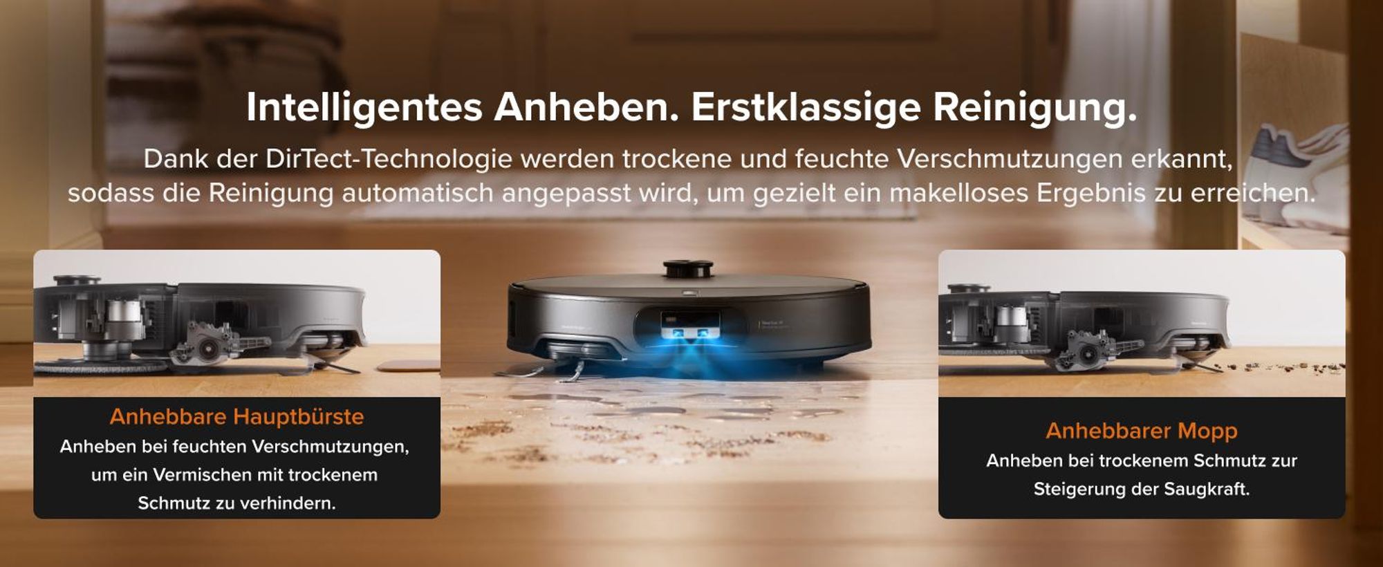 Roborock Qrevo Edge 2 Staubsauger Roboter, 25.000 Pa Saugroboter mit Wischfunktion Wischmopp-Hebefunktion, 80 °C Moppwäsche mit heißem Wasser, Schwarz
