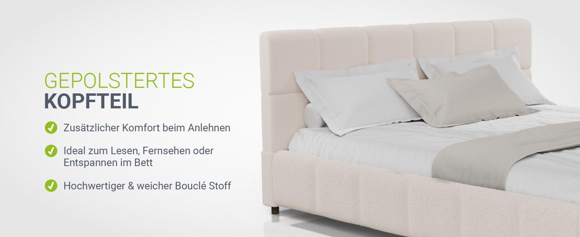 Juskys Polsterbett Florenz 180 x 200 cm, Bouclé, Bubble Design & modern – Beige