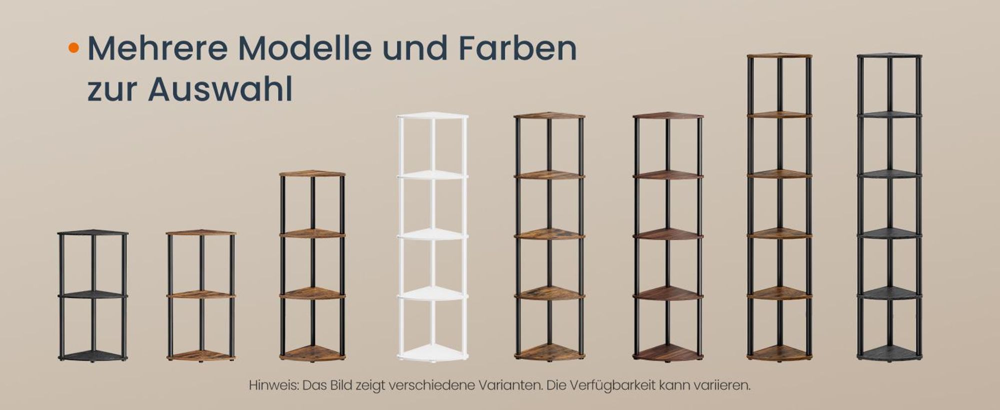 SONGMICS HOME Eckregal mit 4 Ebenen, Standregal für Wohnzimmer, Schlafzimmer, Küche, 38,3 x 27 x 104,8 cm, braun-schwarz