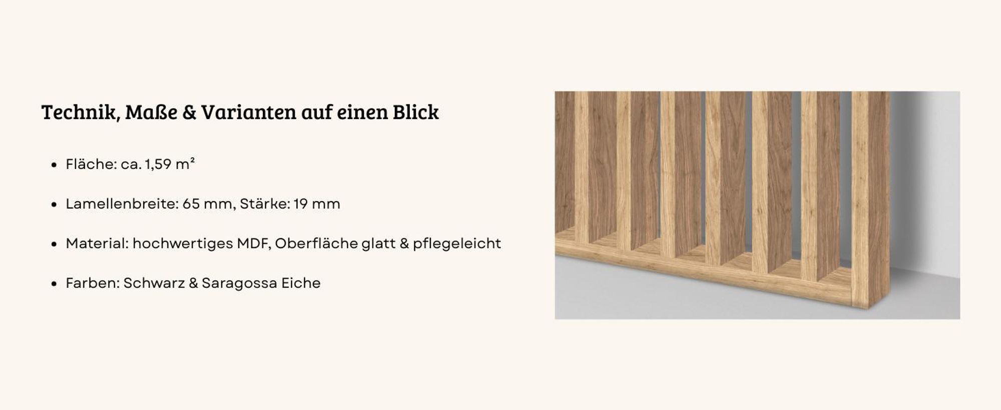 HEXIM Raumteiler Lamellenwand 275x58cm MDF Raumtrenner Trennwand - freistehende Holzlamellen Innendekoration - moderne Raumgestaltung Lamellen-Sichtschutz (Saragossa Eiche)