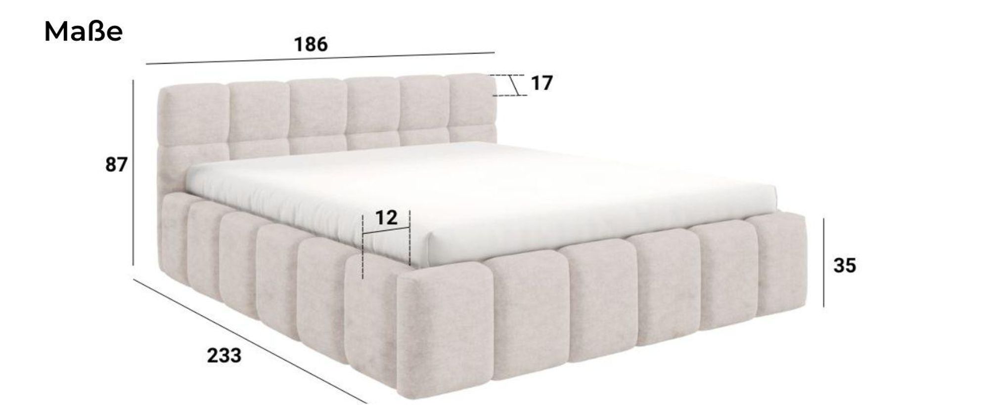 Polsterbett NUBO Medium 160x200 cm mit bettkasten - QUELLE 02